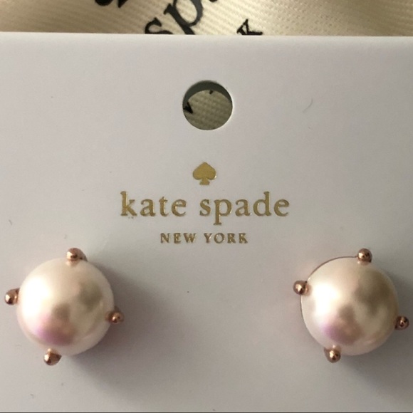 🎀Kate Spade Rose Gold Pearl Gumdrop Stud Earrings - Picture 2 of 7